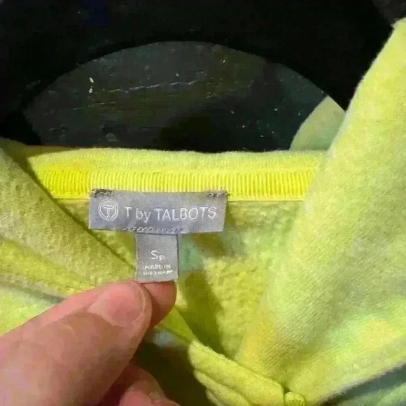 Women’s Talbots Brushed Terry Asymmetrical Zip Up Hoodie Lime Green Small - Picture 3 of 5